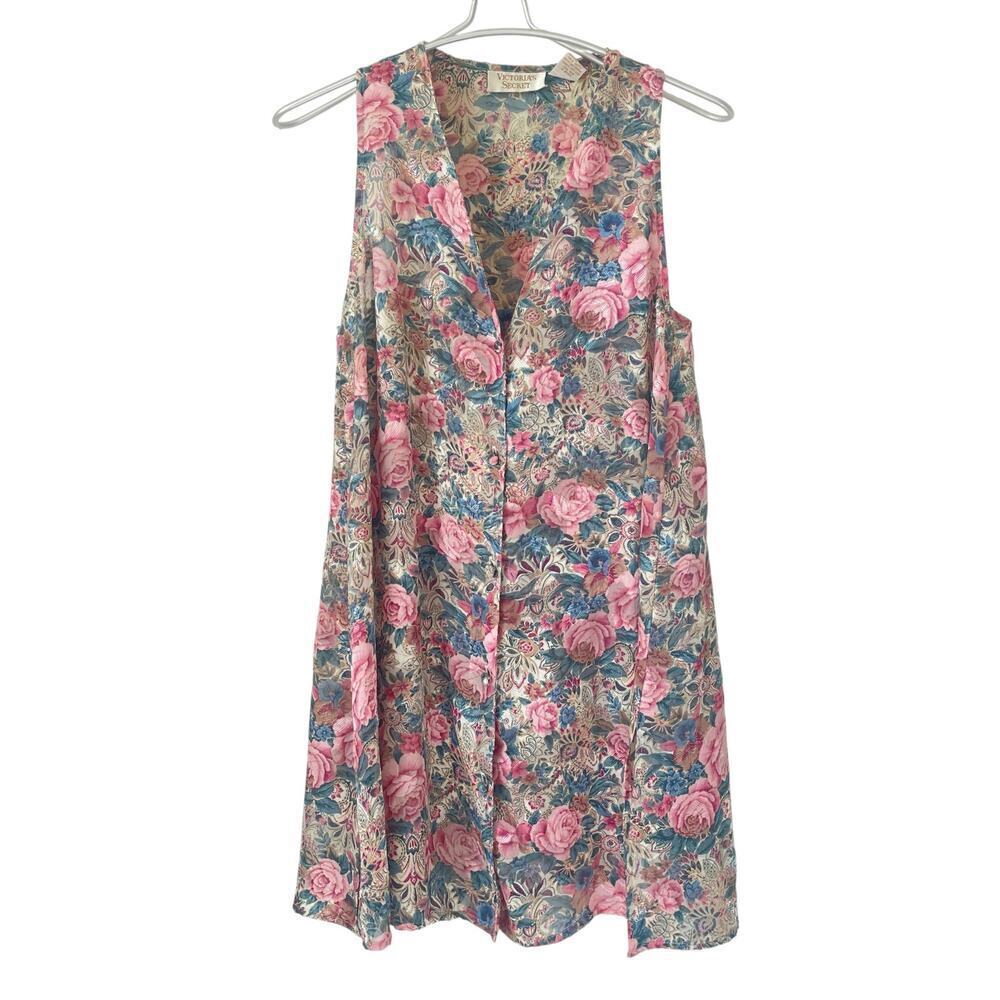 Victoria’s Secret Vintage Floral Button Up Mini Slip Dress Size SMALL/ Petite
